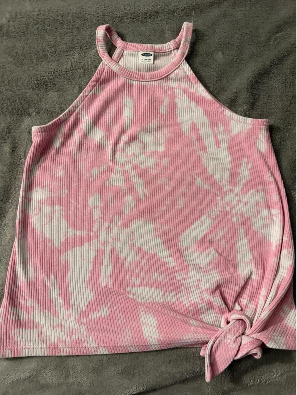 Old Navy pink tie-dye tank top with white swirls, size L (10-12) - 0294
